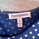 Juicy Couture  Women's Navy Blue Pleated Flare Hem Lined Poka Dots Dress Size 0 Photo 4