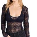 Free People  intimately full floral lace bodysuit size small black sheer Photo 0