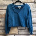 Anthropologie Saturday Sunday by  Matea V Neck Cropped Sweatshirt Blue small Photo 5