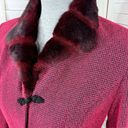 Danny & Nicole  Faux Fur Trim Blazer Jacket Maroon Red 6 Photo 4