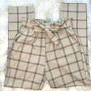 Soho Apparel  Tan And Black Plaid High Waist Pants with Waistband Photo 0