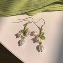 Elegant Flower Dangle Drop Earrings for Women,Pearl Earrings,Flower Earrings Gold Photo 0