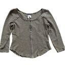 We The Free Free People  military Green Striped Waffle Crop Top shirt size medium Photo 0