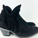 Shyanne  Women's Nicki Zipper Booties Laser Cut Fringe Black Suede Size 7 Photo 1