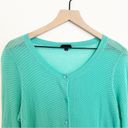 Talbots  Women’s Mint Green Waffle Knit Pima Cotton Cardigan Size Medium Photo 4