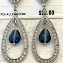 Charter Club  NWT silver  tone and blue rhinestone drop earrings Photo 1