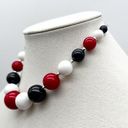 Vintage Red White Blue Acrylic Chunky Graduated Bead Statement Necklace 16” Photo 1