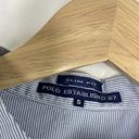 Polo  Slim Fit Blue Pinstripe High Neck Button Front Shirt Women's Size Small S Photo 4