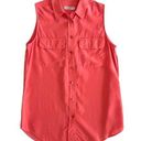 Equipment Women’s Coral Sleeveless Slim Signature Button Down Silk Shirt XS Photo 0