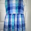 The Loft  Seersucker Plaid Print Sleeveless Midi Dress Photo 1