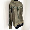 Pam & Gela  Lace Up Back Velvet Velour Pullover Sweatshirt Green Small Photo 7