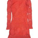 Boston Proper  Coral Crochet Lace Illusion-Sleeve Dress Boho Small Photo 1