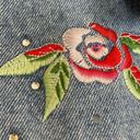 Bill Blass  Vintage Jean Jacket Embellished Ribbon Embroidery Y2K Girlie Roses Sm Photo 6