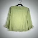 Dress Barn  V Neck Ruffle Crinkle Blouse Green Sz Photo 4