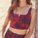 Free People Red Blue Floral V Neck Ashford Lose Control Workout Sports Bra Top Photo 0