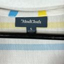 Modcloth  Rainbow Striped Sleeveless Tank Top Front Knot Small White Photo 4