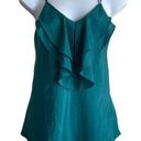 Timing  Women Camisole Ruffle Top S Green V-Neck Strappy Flirty Romantic Layer Photo 0