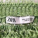 ZARA  Green Knit Frayed Tweed Sweater Photo 6