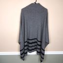 Tahari  Women’s Wool Yak Knit Gray Striped Drape Hem Cowl Neck Sweater Poncho Photo 4