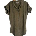 Thread and Supply  Army Green Short Sleeve Button Front Tunic Utility Shirt Sz SM Photo 0