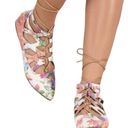 Bella Marie Multicolor Floral Lace Up Ballet Flats Shoes 8.5 Photo 0