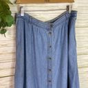 Vintage Denim Tiered Boho Button Down Midi Skirt Size 18 Photo 1