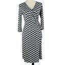 Gilli Small Dress Faux Wrap Geometric Stretch Surplice V Photo 0