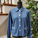 Coldwater Creek Cold Water Creek Women's Blue Denim 100% Cotton Long Sleeve Collared Jacket Photo 9