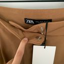 ZARA Medium NEW Wide Leg Pleated Cuffed Trousers Pants Camel Photo 4