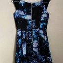 Milly  Bella Cityscape Pleated Mini Dress Blue Black 8 Photo 3