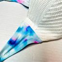 Shade & Shore  White & Blue Tie-Dye Crochet Light Lift Bikini Top Size 36D New! Photo 4