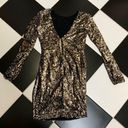 Dress the Population Lolita Sequin Mini Dress Metallic Gold Leopard Print size L Photo 9