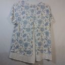 Bobeau  Cream Blue Floral Short Sleeve Top Fly Away Back Size XL Photo 8