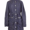 New York & Co. Navy Blue Denim Trench Coat Photo 0