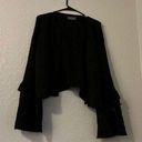 Wooden Ships  Mohair Wool Blend black tiered sleeve sweater m L Photo 0