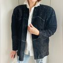 Vintage Suede Leather Jacket 90s Size Small Oversized black Embellsished Photo 12