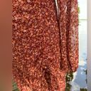 Lush Clothing Lush Size Small Burgundy Print Long Sleeve Dress Brick Floral Photo 4