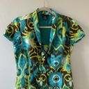 Etcetera  Womens Size 10 Blue Green Brown Boho Print Sheath Cocktail Career Dress Photo 1