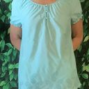 Tommy Hilfiger  Aqua Blouse With Scalloped Hem, Cut Out Paisley Design At The Hem Photo 1