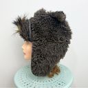 Hollister  Bear Faux Fur Trapper Winter Hat One Size Unisex in Dark Brown Photo 3