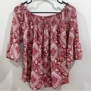 Potter’s Pot Rust and white print on or off shoulder top size small Photo 1