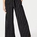 J.Jill  Pants Womens L Black Tan Stripe Linen Stretch Crop Wide Leg Paper Bag Tie Photo 0