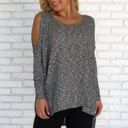 Dainty Hooligan 💕💕 Cold Shoulder Knit Top Gray Photo 0