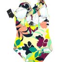 DKNY  Ruffled Floral Underwire Women’s One Piece Swimsuit Navy Multi 14 NEW Photo 2