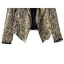 ZARA  Open Snake Skin Satin Lined Faux Leather Trim Blazer Shoulder Pads M Tan Photo 8