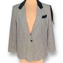 Houndstooth Vintage Dumas Jacket Black White  Velvet Collar Blazer Boxy Oversized Photo 7