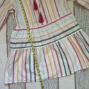 PilyQ  Morgan White Multistripe Embroidered Long Bell Sleeves Beach Mini Dress M Photo 4