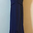 Badgley Mischka  Marina Blue Silk Strapless Ruffle Front Gown Dress Photo 6