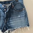 Levi's LEVI’S 501 Revolve Button Fly Dark Wash Distressed Cut Off Jean Shorts Size 29 Photo 9