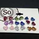 SO NWT  9 Pairs of Sparkly Heart Earrings Photo 1